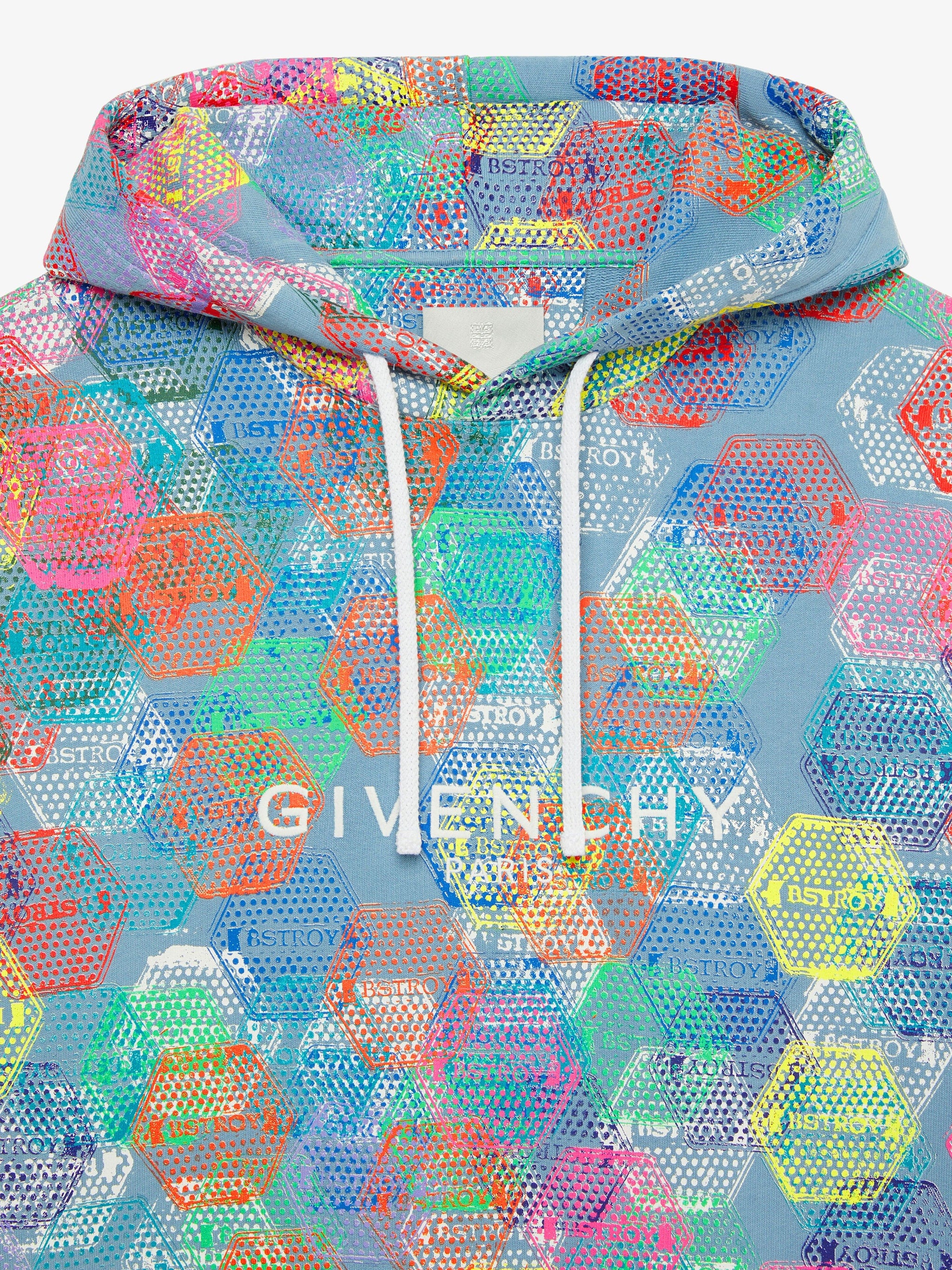 Classic fit hoodie with all-over patch print