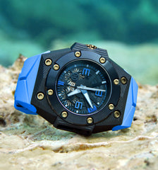 Oktopus Double Date 3DTP Carbon Blue Mens Watch