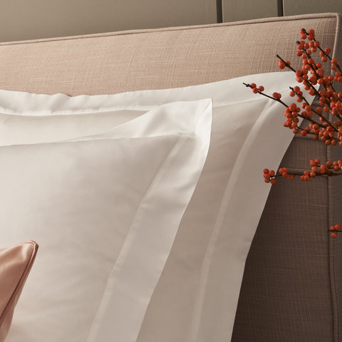 Luxurious silky oxford pillowcase set available in white and natural colour