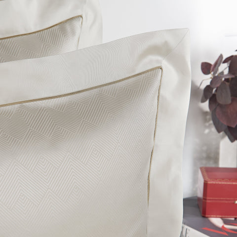 Origami pure Egyptian Jacquard woven cotton Sateen Oxford pillowcase set available in silver or sand colour