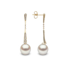 Trend Freshwater Pearl and Diamond Earrings in 18ct Yellow Gold
