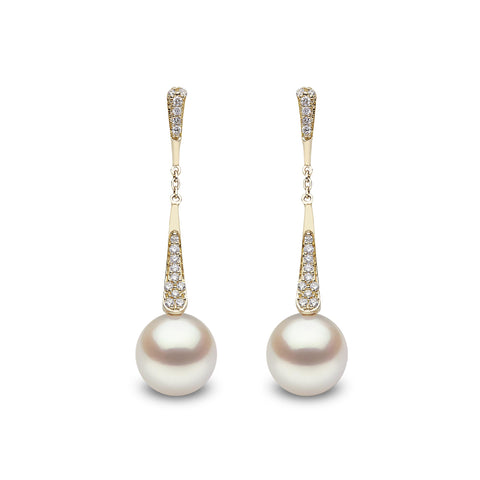 Trend Freshwater Pearl and Diamond Earrings in 18ct Yellow Gold