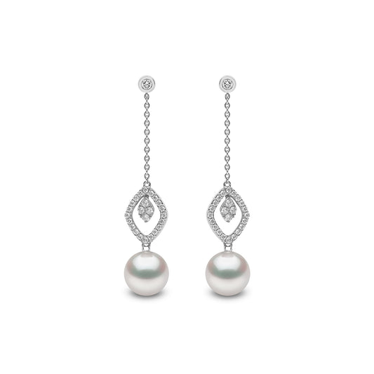 Trend 18ct White Gold Freshwater Pearl Diamond Earrings