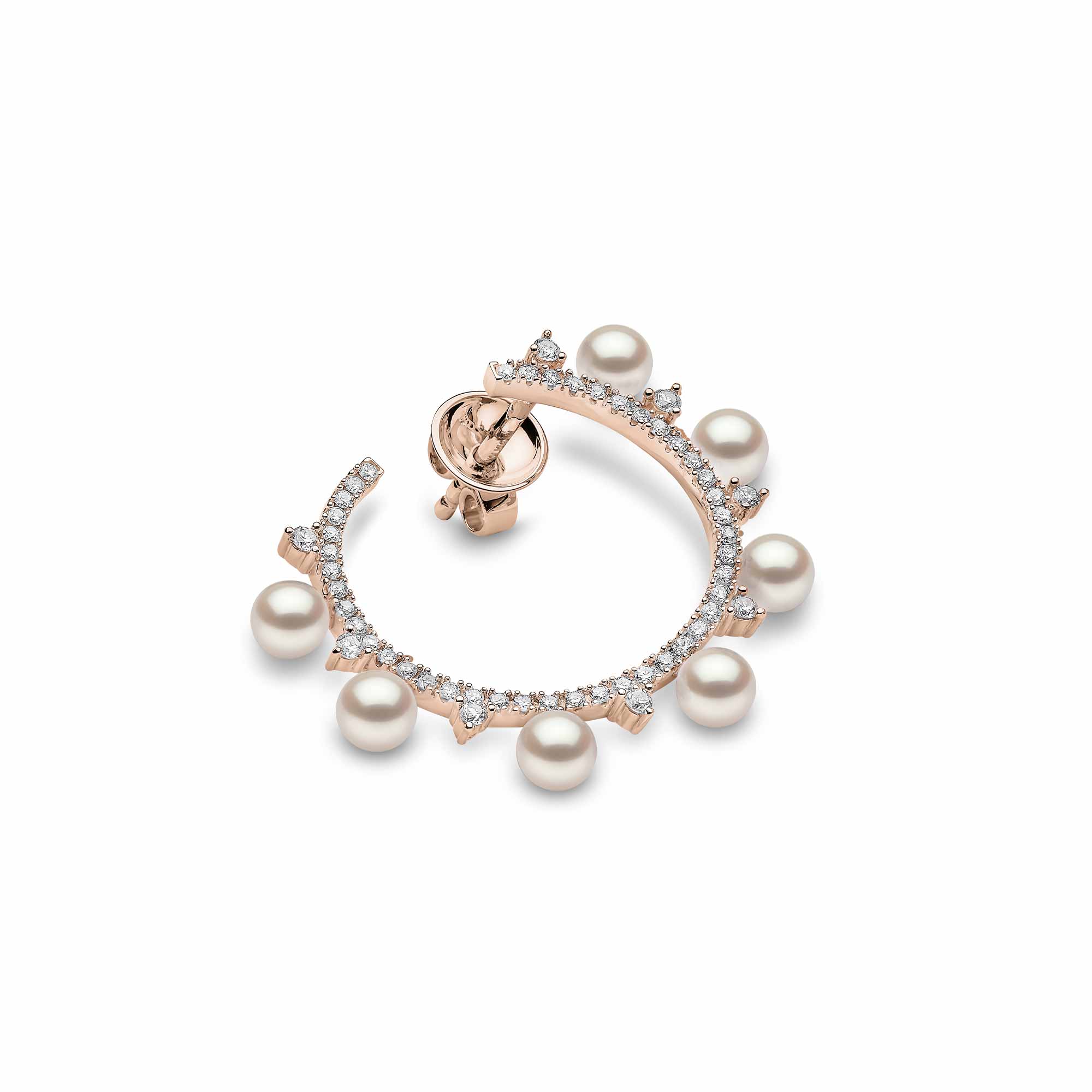 Sleek Akoya Pearl and Diamond Earrings in 18ct Rose Gold
