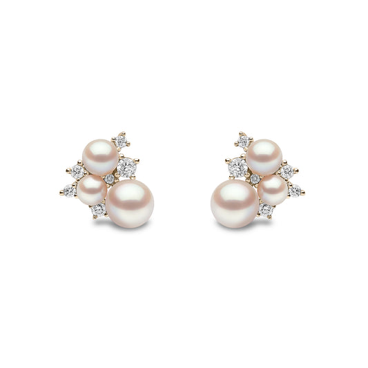 Trend 18ct Gold Freshwater Pearl and Diamond Stud Earrings