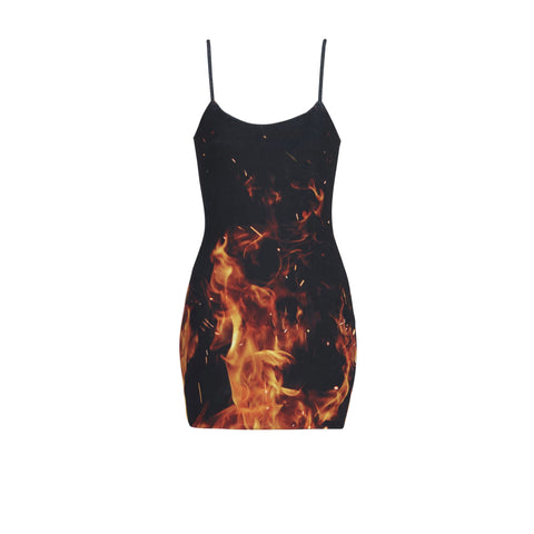 Short Fire Printed Velvet Jersey Dress