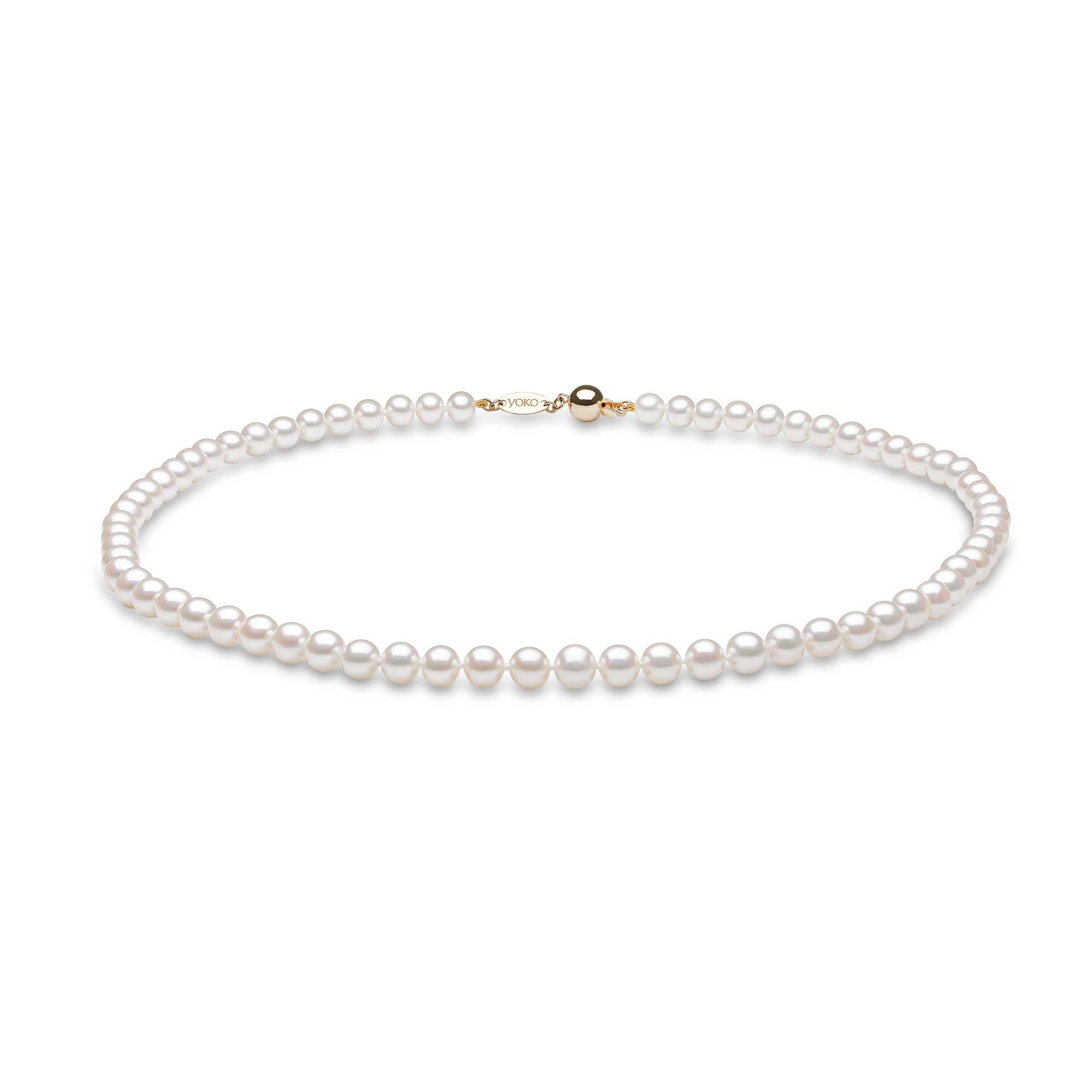 Classic White 6mm Freshwater Pearl Necklace In 18ct Gold