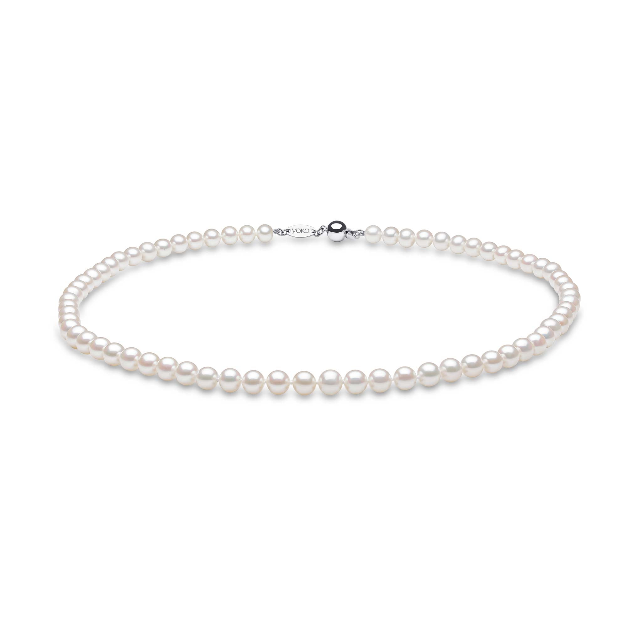 Classic White 6mm Freshwater Pearl Necklace In 18ct Gold