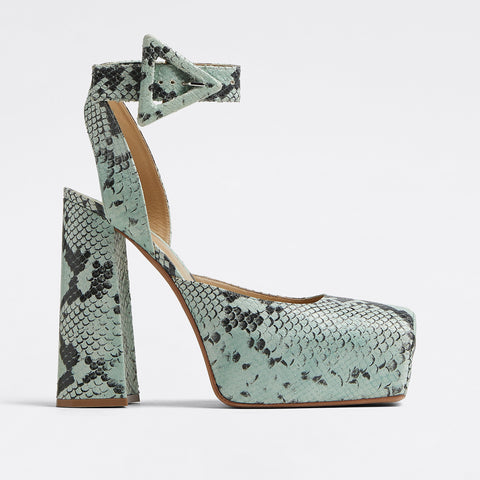 Tower Faded Python Print Leather Pumps