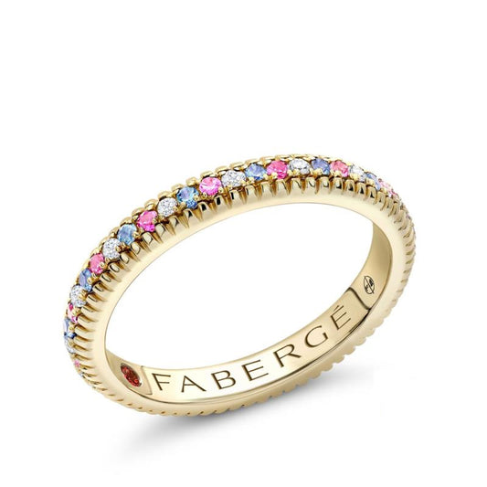 Colours of Love Yellow Gold Diamond & Sapphire Fluted Eternity Ring