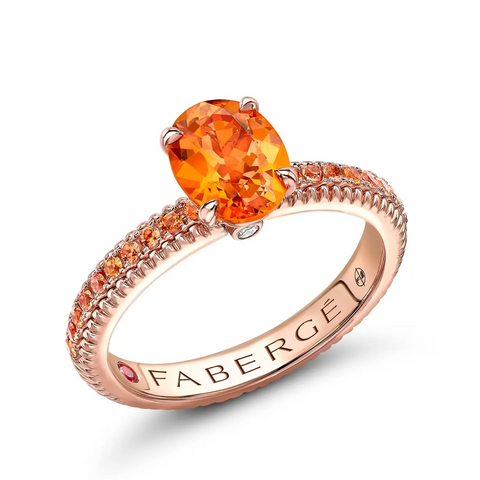 Colours of Love Rose Gold Spessartite Fluted Ring with Orange Sapphire Shoulders