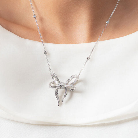 Necklace crafted in 18K White Gold Lyla's Bow Collection