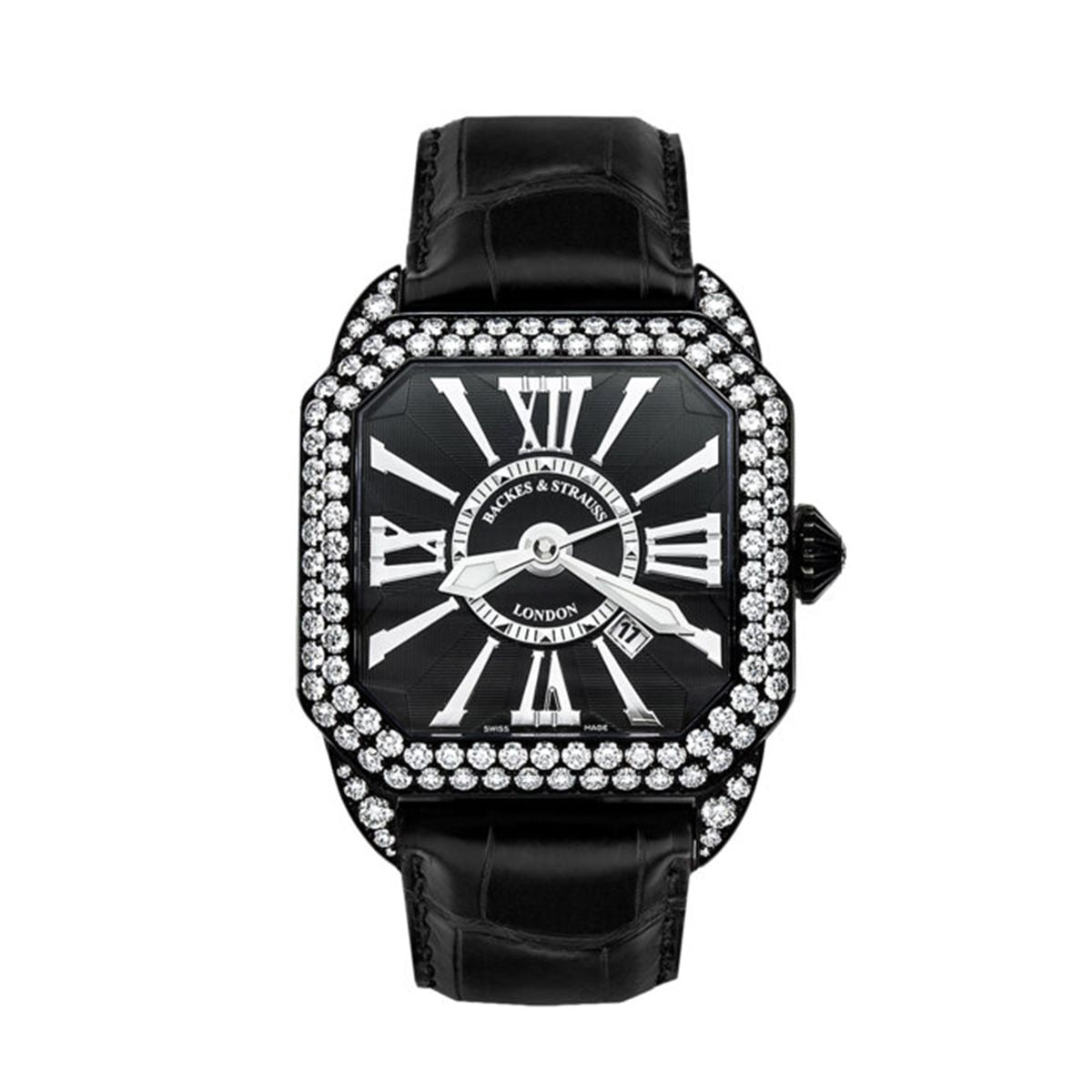 Berkeley Diamond Knight 43 Berkeley 40 Luxury Diamond Watch for Men and Women - 43 mm Black PVD Steel - Backes & Strauss