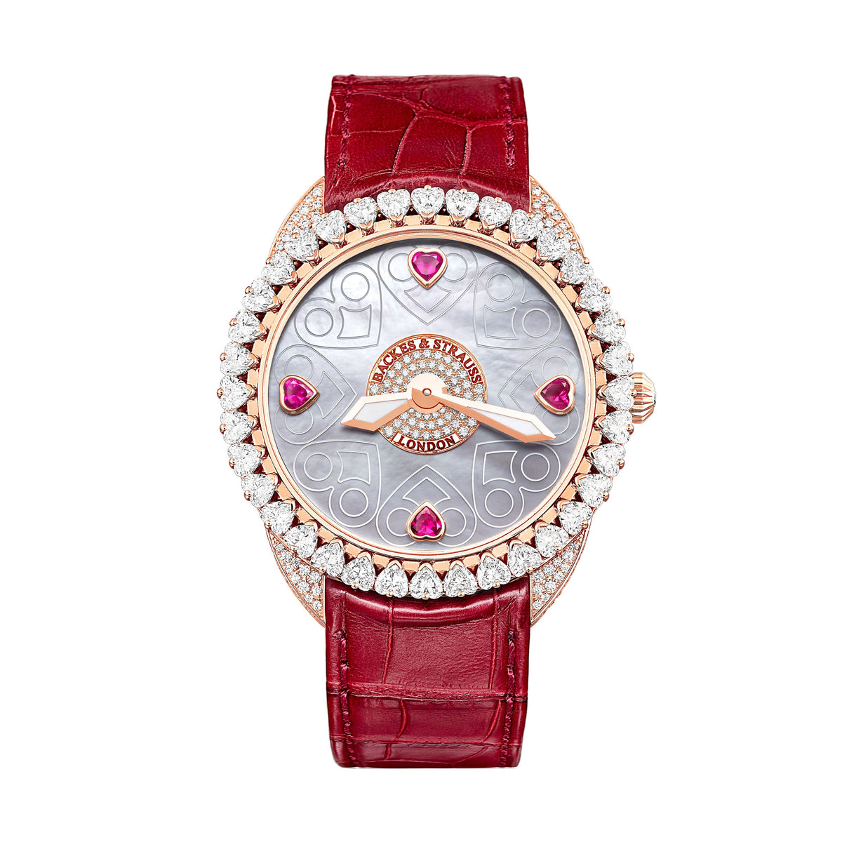 Queen of Hearts 40 Luxury Diamond Watch for Women - 40 mm Rose Gold - Backes & Strauss
