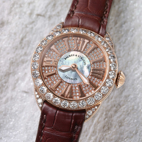 Piccadilly 37 Luxury Diamond Watch for Women - 37 mm Rose Gold - Backes & Strauss