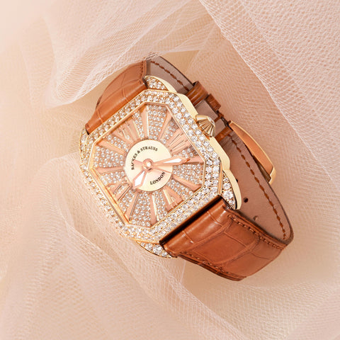 Berkeley 37 Luxury Diamond Watch for Women - 37 mm Rose Gold - Backes & Strauss