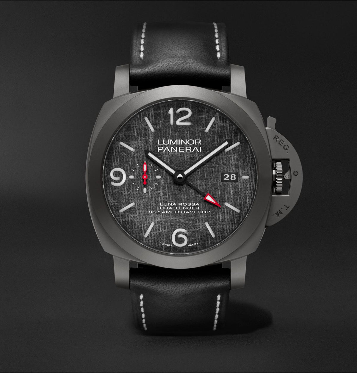 Luminor Luna Rossa Challenger Automatic GMT and Flyback Chronograph 44mm Titanium and Leather Watch